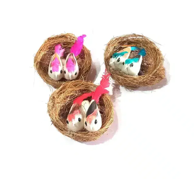 Nawani Small Hanging Bird Nest (Multicolor, Pack of 3)