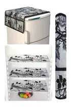 Knit Printed Fridge 3 Pcs Mat with Top & Handle Cover 