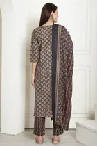 Cotton Printed Kurti with Bottom & Dupatta Set for Women 