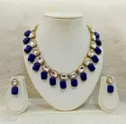 Trendy Alloy & Kundan Beads Necklace Set for Women, Blue