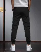 Polyblend Printed Trackpants for Men, Navy Blue & Black, Pack of 2 