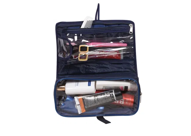 Canvas Portable Accessories & Cosmetics Storage Pouch (Blue)