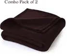Combo Pack of 2 Solid Polar Fleece Blanket Coffee Brown- 