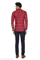 Cotton Blend Checkred Shirt for Men, Maroon 