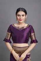 Litchi Silk Zari Woven Saree for Women, Purple 