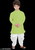 Cotton Checked Kurta with Pyjama for Boys (2-3 Years, Mint Green & White)