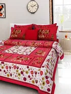 Sanganeri Jaipuri Traditional Printed Double Bed Sheet with 2 Pillow Covers 