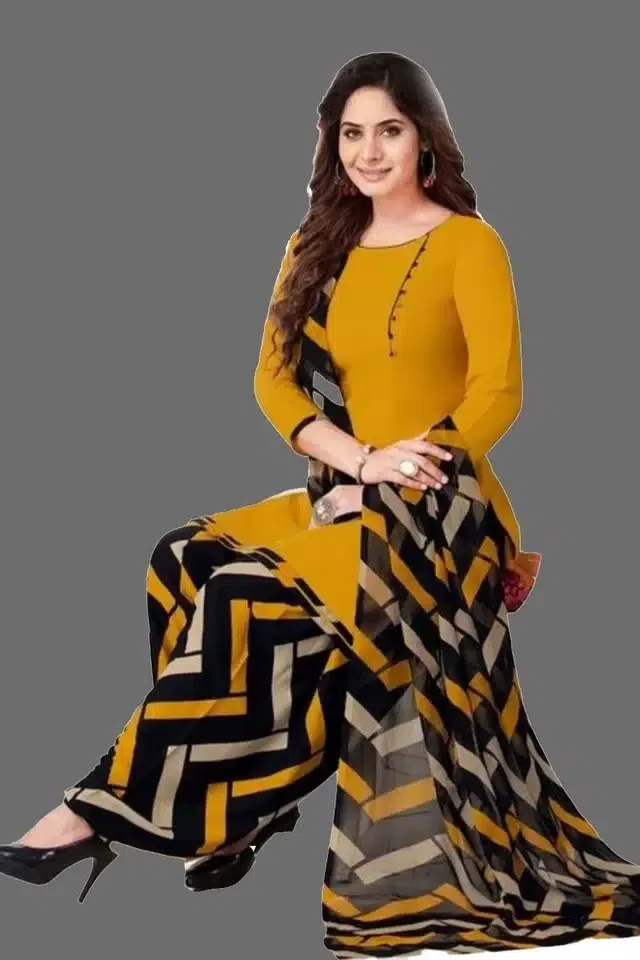 Unstitched Dress Material for Women & Girls (Yellow)