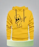 Fleece Printed Hoodie for Men (Yellow, M)