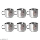 Stainless Steel Tea Cup (Multicolor, 100 ml) (Pack of 6)