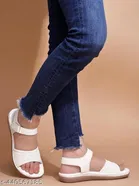 Shoetopia White Flat Sandals 