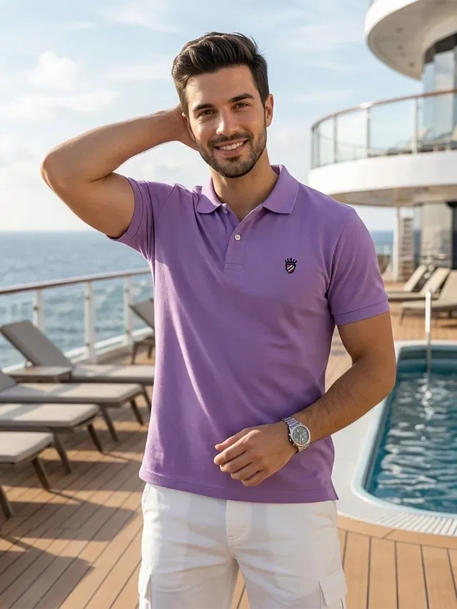 Polo T-shirt for Men (Lavender, XL)