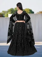 Net Embroidered Semi Stitched Lehenga for Girls 