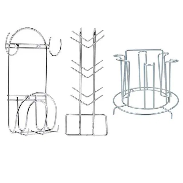 Stainless Steel Cup Stand Cup Holder & Glass Stand & Chakla Belan Stand With Hook For Kitchen (Set of 3) (OC-047)