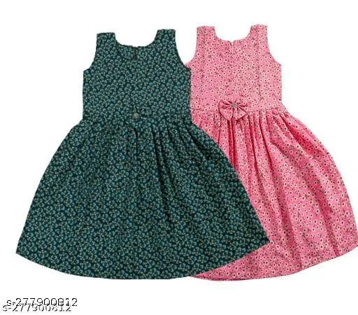 Frocks & Dresses for Girls (Green, 6-7 Years)