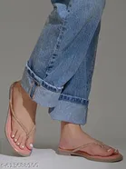 Shoetopia Peach Embellished Flat Sandals 