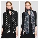Printed Chiffon Scarves with Tassels for Women, Multicolor, Pack of 2