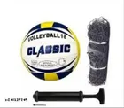 Volleyball with Net & Air Pump with Pin (Multicolor, Set of 4)