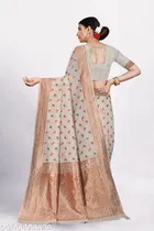 Linen Zari Woven Saree for Women 