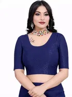 Readymade Stretchable Polyester Blouses for Women ,Navy Blue 