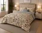 Simple Home 120TC Floral Queen Bedsheet 88x96inch Brown