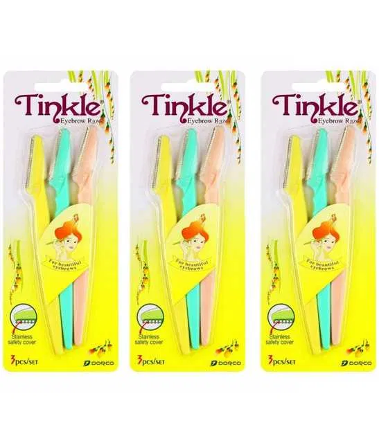 Lenon Makeup Accessory Rtb Tinkle Eyebrow Manual Razor 1 Blade 3Pc (Pack of 3) (D140)