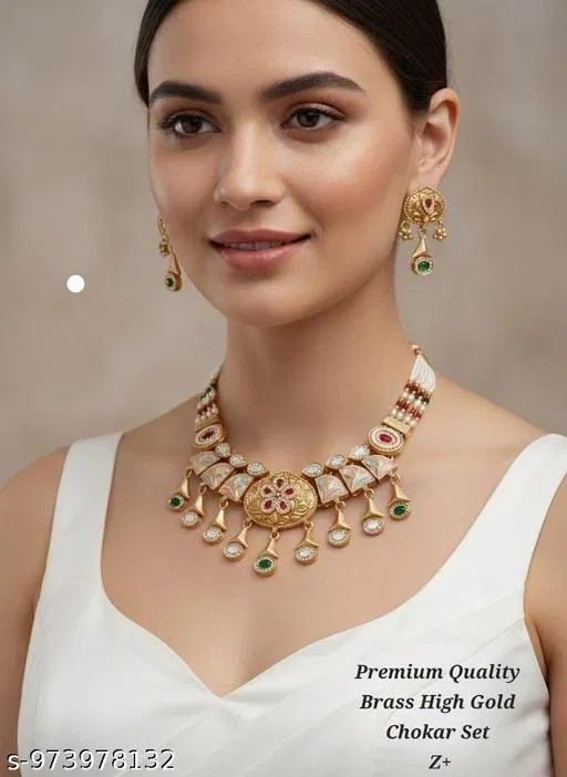 Brass Jewellery Set for Women (Multicolor, Free Size)