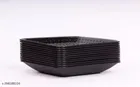 Plastic Plates for Kitchen, Black, Pack of 12