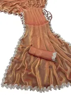 Satin Solid Saree for Women, Orange 