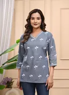 Rayon Block Print Short Kurti for Women 
