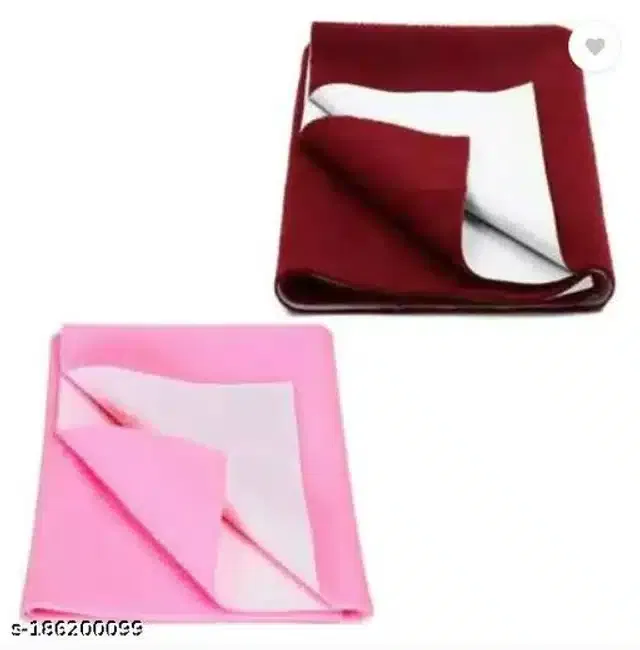Cotton Mattress Protection Sheet (Maroon & Baby Pink, 28x20 inches) (Pack of 2)