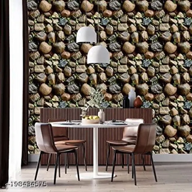Bliss Vinyl Wallpaper for Home (Brown, 45x250 cm)