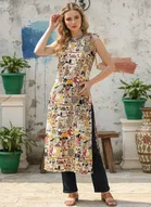Kalamkari Print Rayon Kurti for Women 