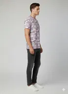 Cotton Blend Printed T-Shirt for Men, Purple 