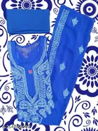Georgette Embroidered Kurti for Women (Royal Blue, M)