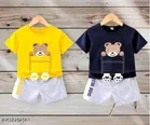 Hosiery Cotton Printed Clothing Set for Kids, Multicolor, Pack of 2 