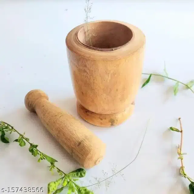 Wooden Carved Mortar & Pestle (Brown, Set of 1)