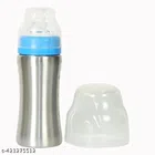 Stainless Steel Milk Bottle for Baby (Silver & Blue, 250 ml)