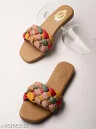 Shoetopia Girls Solid Flat Sandals Beige Size 7