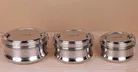 Stainless Steel 3 Containers Lunch Box (Silver, 1050 ml)