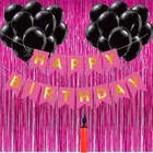 Birthday Decoration Foil Curtains with Banner & 25 Pcs Balloons with Manual Hand Pump (Multicolor, Set of 1)