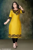 Solid Embroidered Rayon Kurti for Women, Pack of 2 