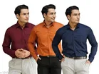 Cotton Blend Solid Shirt for Men, Multicolor, Pack of 3 