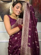 Banarasi Purple Art Silk Printed Saree for Women