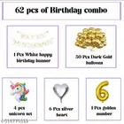 62 Pcs 6th Birthday Decoration kit, Golden, Set of 1
