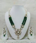 Kundan Beaded Jewellery Set for Women & Girls, Green