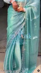 Jimmy Choo Embellished Saree For Women, Green