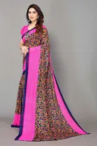 Casual Georgette Women Printed Saree With Unstitched Blouse 