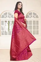 Jacquard Woven Design Saree for Women, Pink 