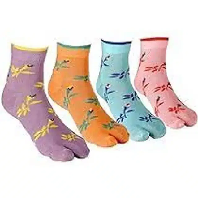 Woolen Blend Ankle Length Socks for Women & Girls (Multicolor, Set of 4)